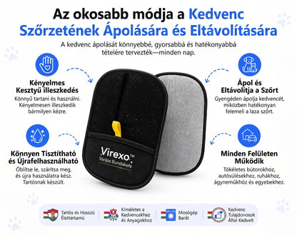 Virexo™ Mágikus Ápolókefe (Háziállatszőr-eltávolító tisztítókesztyű) — Egyszerű módja a kisállatszőr gyorsabb eltávolításának
