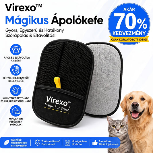 Virexo™ Mágikus Ápolókefe (Háziállatszőr-eltávolító tisztítókesztyű) — Egyszerű módja a kisállatszőr gyorsabb eltávolításának